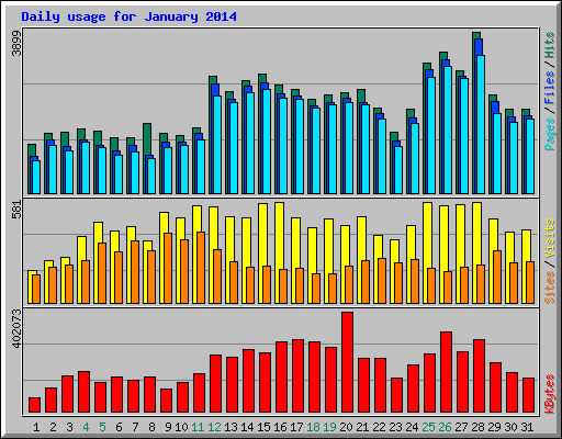 Daily usage for January 2014