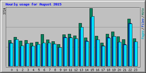 Hourly usage for August 2015